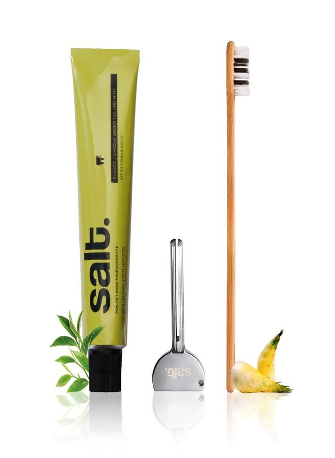 Salt. Oral Care Blanco Natural Whitening Toothpaste + Eden Eco-Friendly Bamboo Toothbrush & Toothpaste Squeezer Key Combo (Blanco + Squeezer + Eden Toothbrush) - Image 1